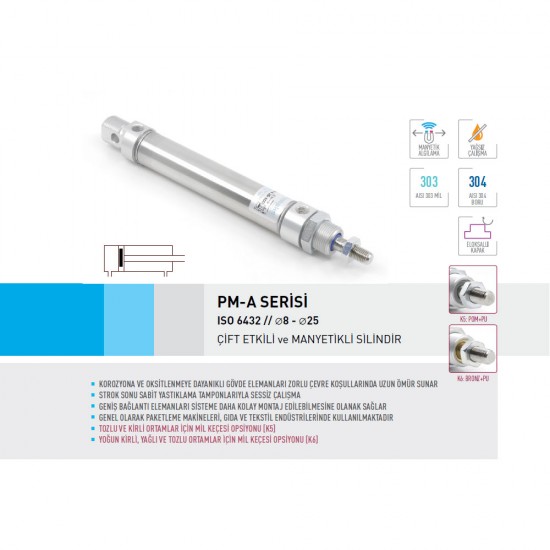 Pemaks PM-A 016-100 Çift Etkili Manyetikli Kalem Silindir